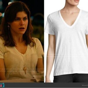 rag & bone Classic White V-Neck Tee Slub Tee 100% Cotton XXS